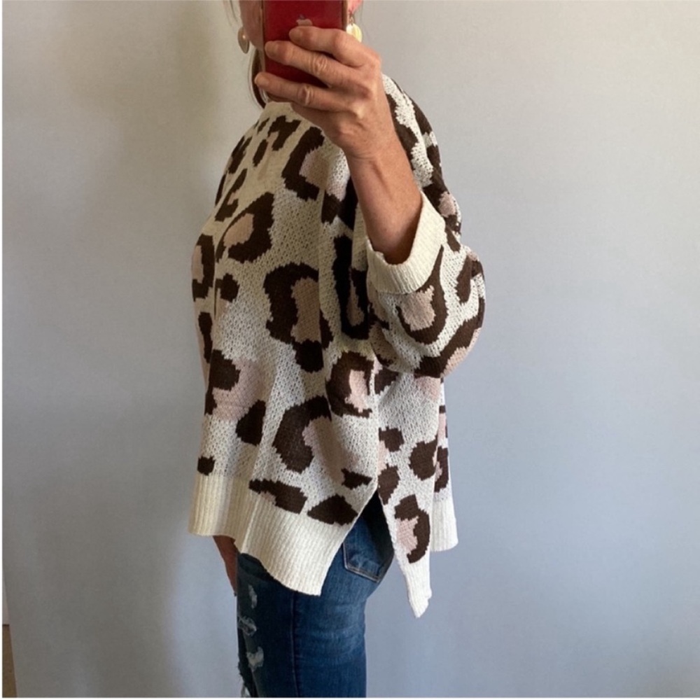 Animal Print Dolman Sleeve Oversized Fit Sweater - Picture 8 of 12